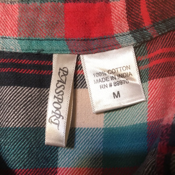 PASSPORT 3/4 Roll Sleeves Plaid Button Down Shirt - Picture 9 of 13